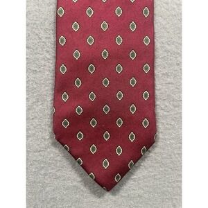 Christian Dior Tie Mens Red Necktie Floral Geometric Made in USA Silk
